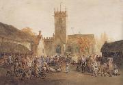 William Henry Pyne The Pig Market,Bedford with a View of St Mary's Church (mk47) USA oil painting artist